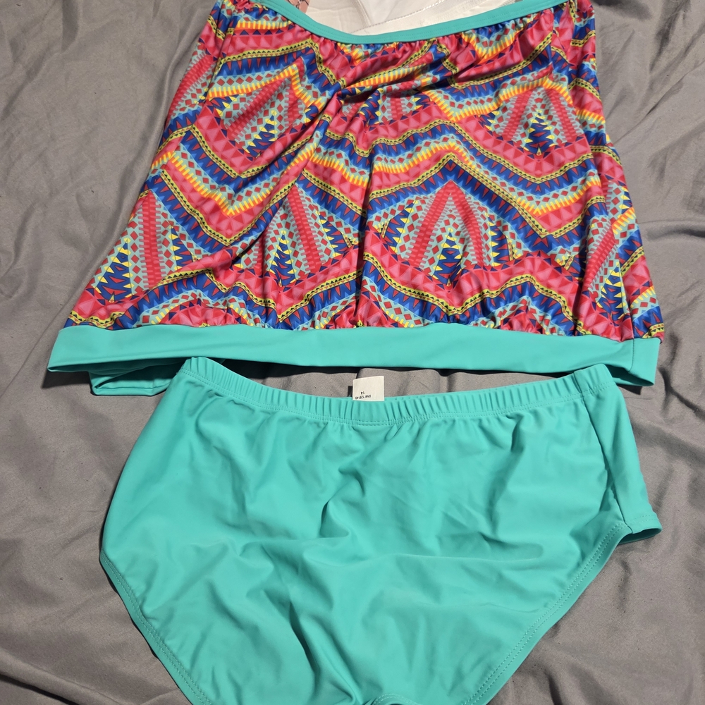 Dippin' Daisy's Pink and Blue Bikini Swim Set Size 14